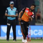 Sunrisers pacer Natarajan dismisses a well-set AB de Villiers with